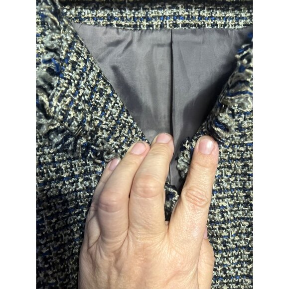Van Heusen Studio Women Tweed Jacket XXL Black & White Raw Edges Preppy Office - Picture 11 of 16